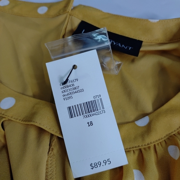 Lane Bryant Midi Dress Plus Size 18 Gold White Polka Dot high Low Sleeveless NWT - Picture 9 of 10